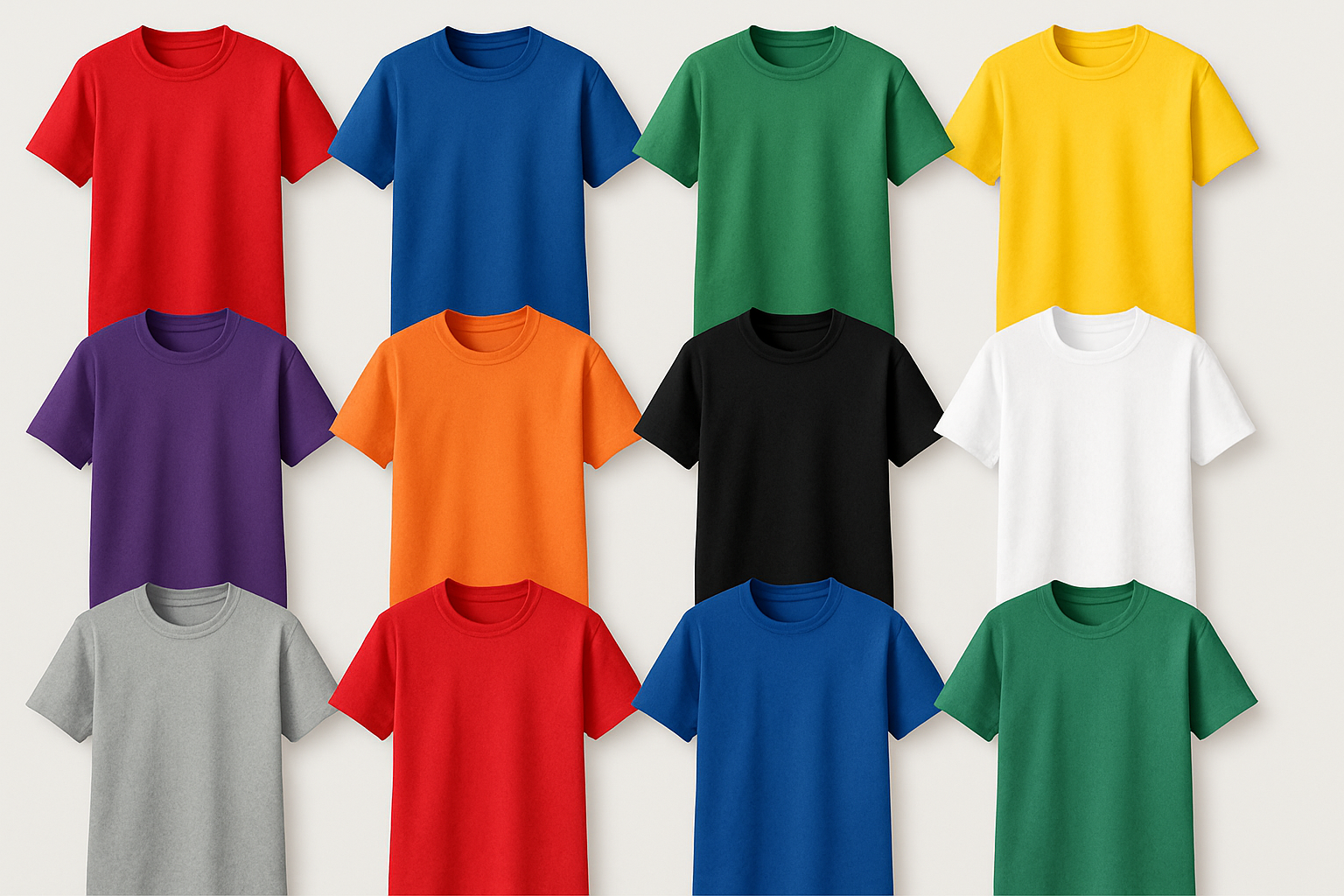 short sleeve t-shirts in different colours